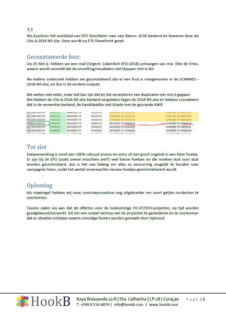 2018 EFO memo describing the identified error