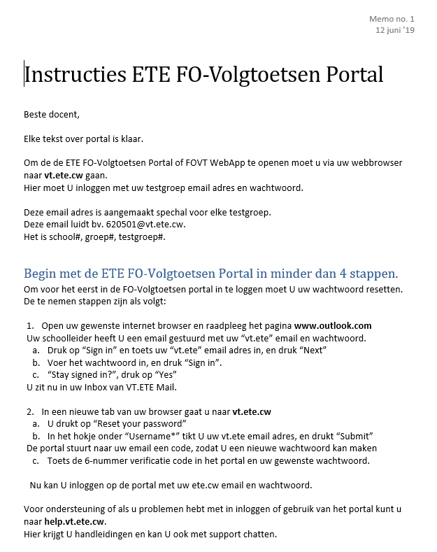 Teacher instructions for FO Volgtoetsen portal