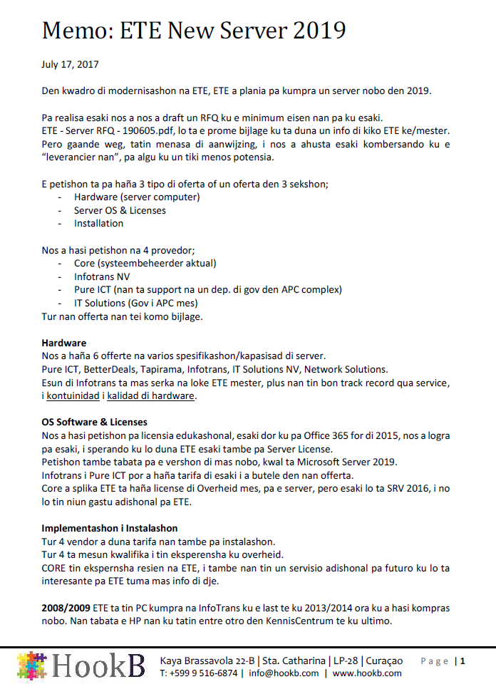 ETE new server memo